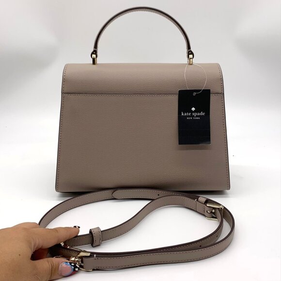 Kate Spade Taupe Leather Darcy Top Handle Convertible Satchel Bag - Picture 2 of 11